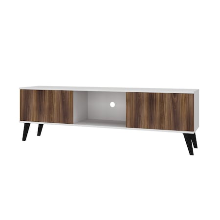 Manhattan Comfort Doyers 62.20 TV Stand, White and Nut Brown 175AMC188